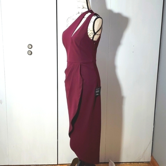 Lulu's One Shoulder Burgundy Dress Modern Contemporary Dance Party Sz.Medium - Picture 2 of 5